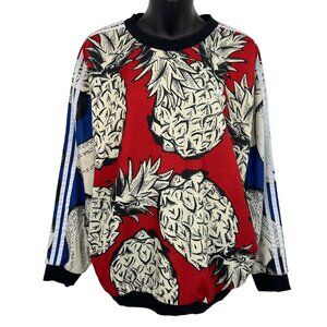 Adidas Pineapple Crew Boyfriend Sweatshirt Red Black Medium M Farm Rio EUC